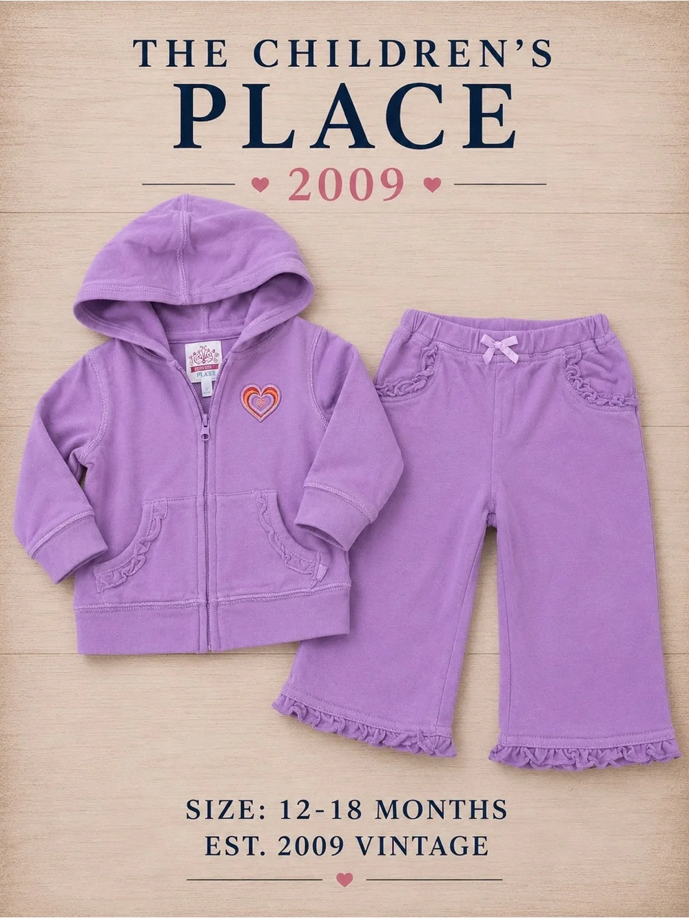 Vintage 2009 The Children’s Place Purple Velour Tracksuit 12-18M Y2K